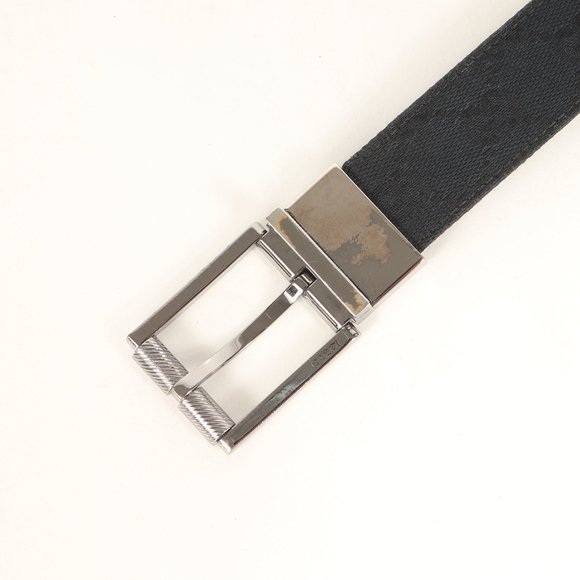 GUCCI Reversible Square Buckle GG Canvas and Leather Belt, Size 32 (121295), ...